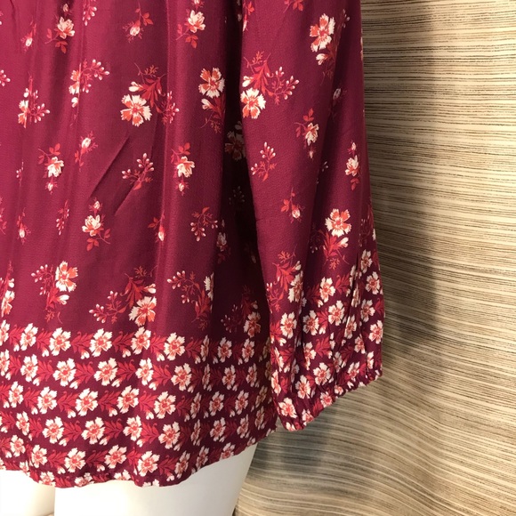 Lucky Brand Magenta Floral Boho Peasant Shirt E1 - Picture 6 of 7